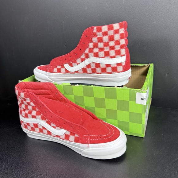 Vans x Concepts OG Sk8-Hi Red Mohair Flame Scarlet Checkerboard Men 8.5 Women 10 - Picture 4 of 15